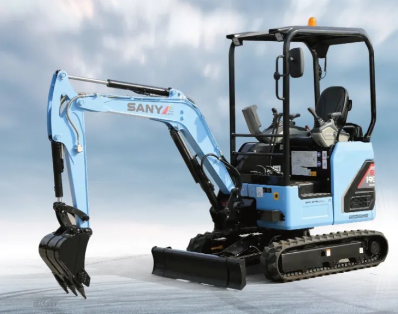 Mini escavadeira elétrica Sany SY35E: peso total de 4300kg, capacidade de balde de 0,12m3, placa de corpo pequena, grande energia